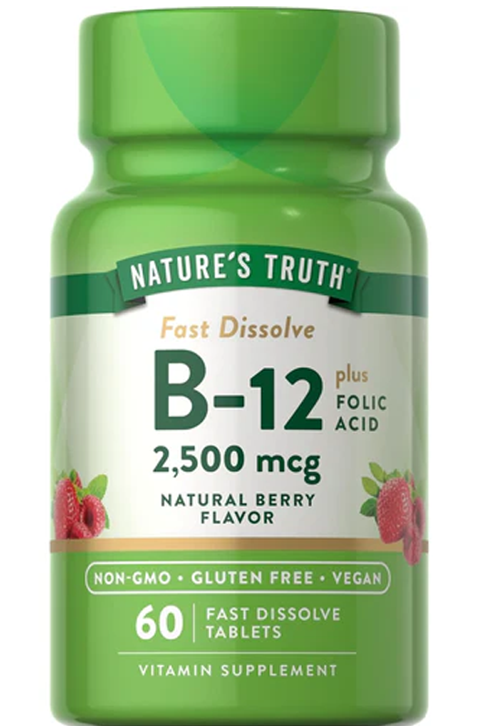 Vitamin B-12 2500 mcg with Folic Acid - 60 Fast Dissolve Tablets Vitamin B-12 2500 mcg with Folic Acid - 60 Fast Dissolve Tablets